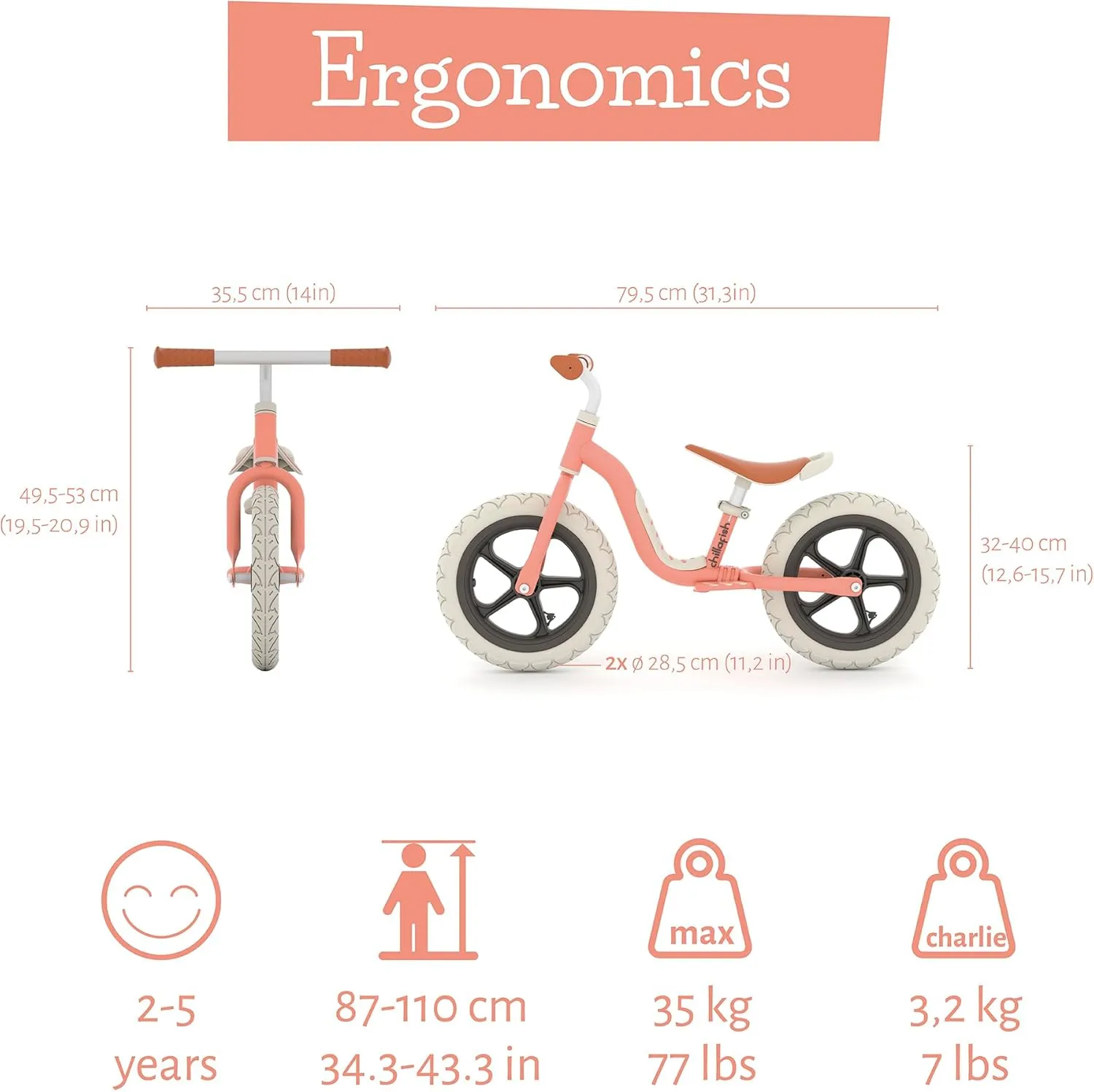 Chillafish Charlie Lux – Lightweight 12" Balance Bike with Footrest (2–5 Yrs)