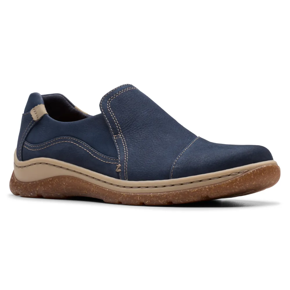 Clarks Orlene Slip Navy Nubuck Shoe (Women's)