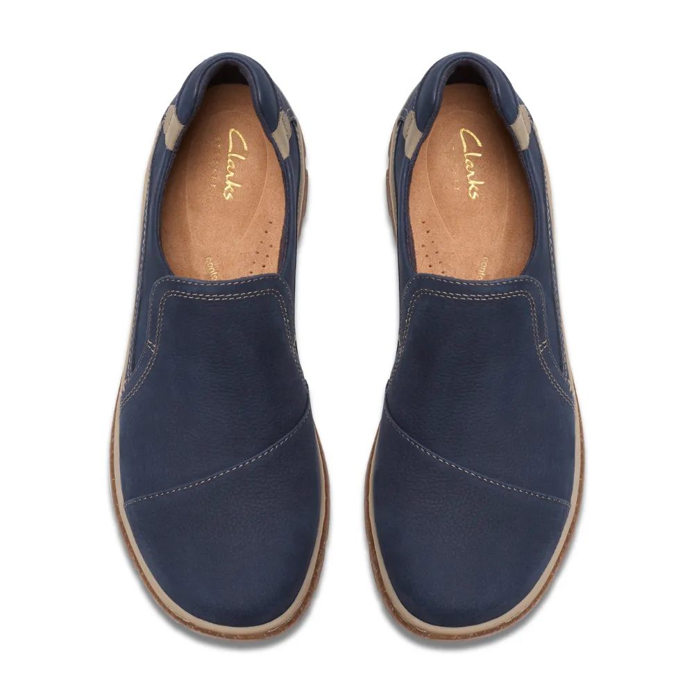 Clarks Orlene Slip Navy Nubuck Shoe (Women's)