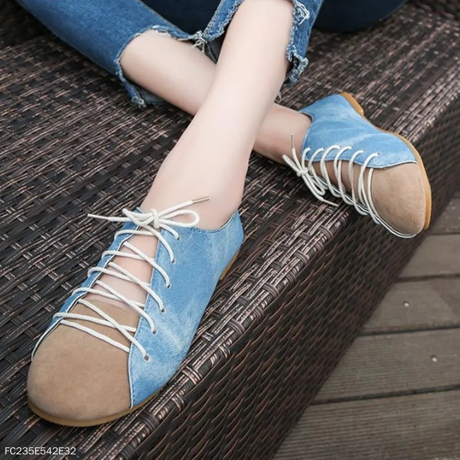 Color Block  Flat  Criss Cross  Round Toe  Casual Comfort Flats
