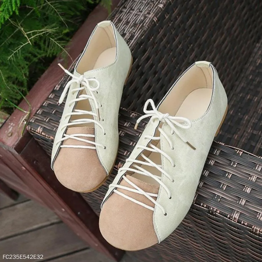 Color Block  Flat  Criss Cross  Round Toe  Casual Comfort Flats