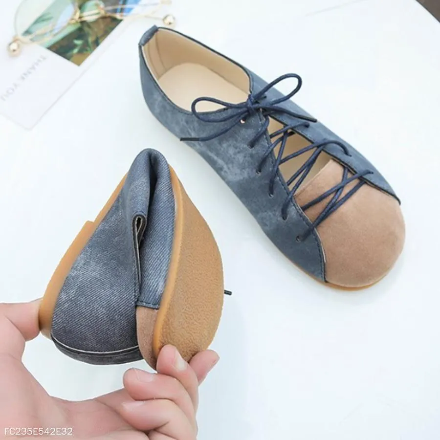 Color Block  Flat  Criss Cross  Round Toe  Casual Comfort Flats