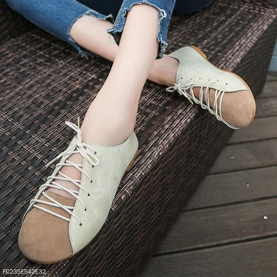 Color Block  Flat  Criss Cross  Round Toe  Casual Comfort Flats