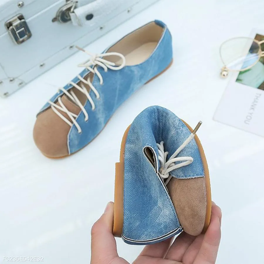 Color Block  Flat  Criss Cross  Round Toe  Casual Comfort Flats