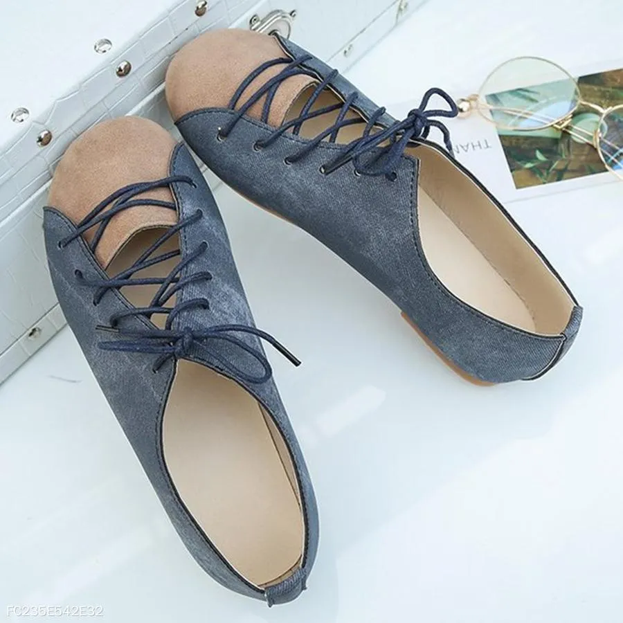 Color Block  Flat  Criss Cross  Round Toe  Casual Comfort Flats