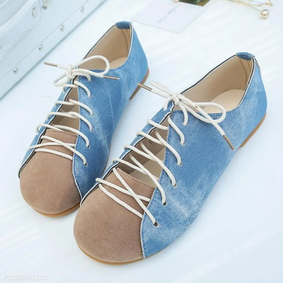Color Block  Flat  Criss Cross  Round Toe  Casual Comfort Flats