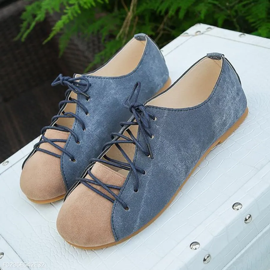 Color Block  Flat  Criss Cross  Round Toe  Casual Comfort Flats