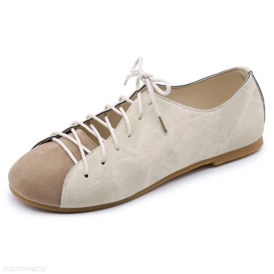 Color Block  Flat  Criss Cross  Round Toe  Casual Comfort Flats