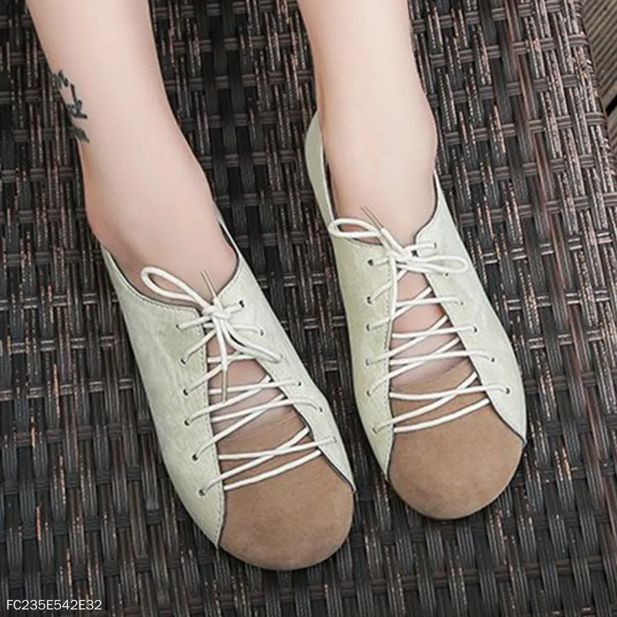 Color Block  Flat  Criss Cross  Round Toe  Casual Comfort Flats