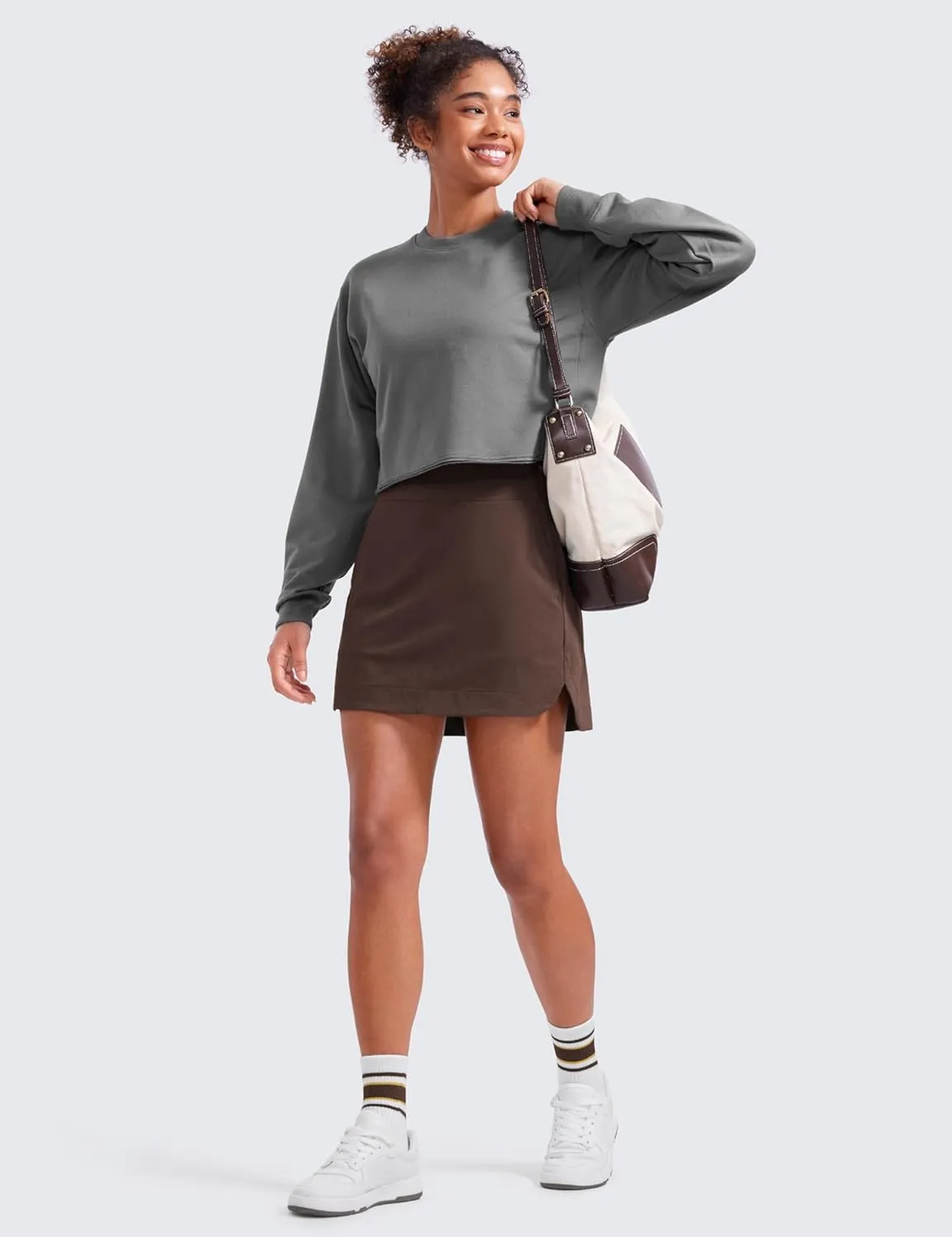CRZ YOGA High Waisted Golf Skirts for Women A Line Tennis Athletic Casual Skort with Inner Shorts Pockets