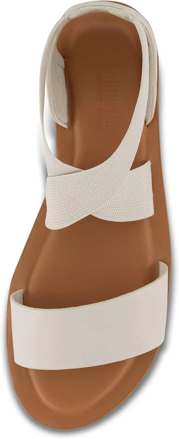 CUSHIONAIRE Women's Chancy stretch gore sandal  Memory Foam and Wide Widths Available