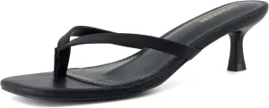 CUSHIONAIRE Women's Miami Kitten heel thong sandals  Memory Foam, Wide Widths Available