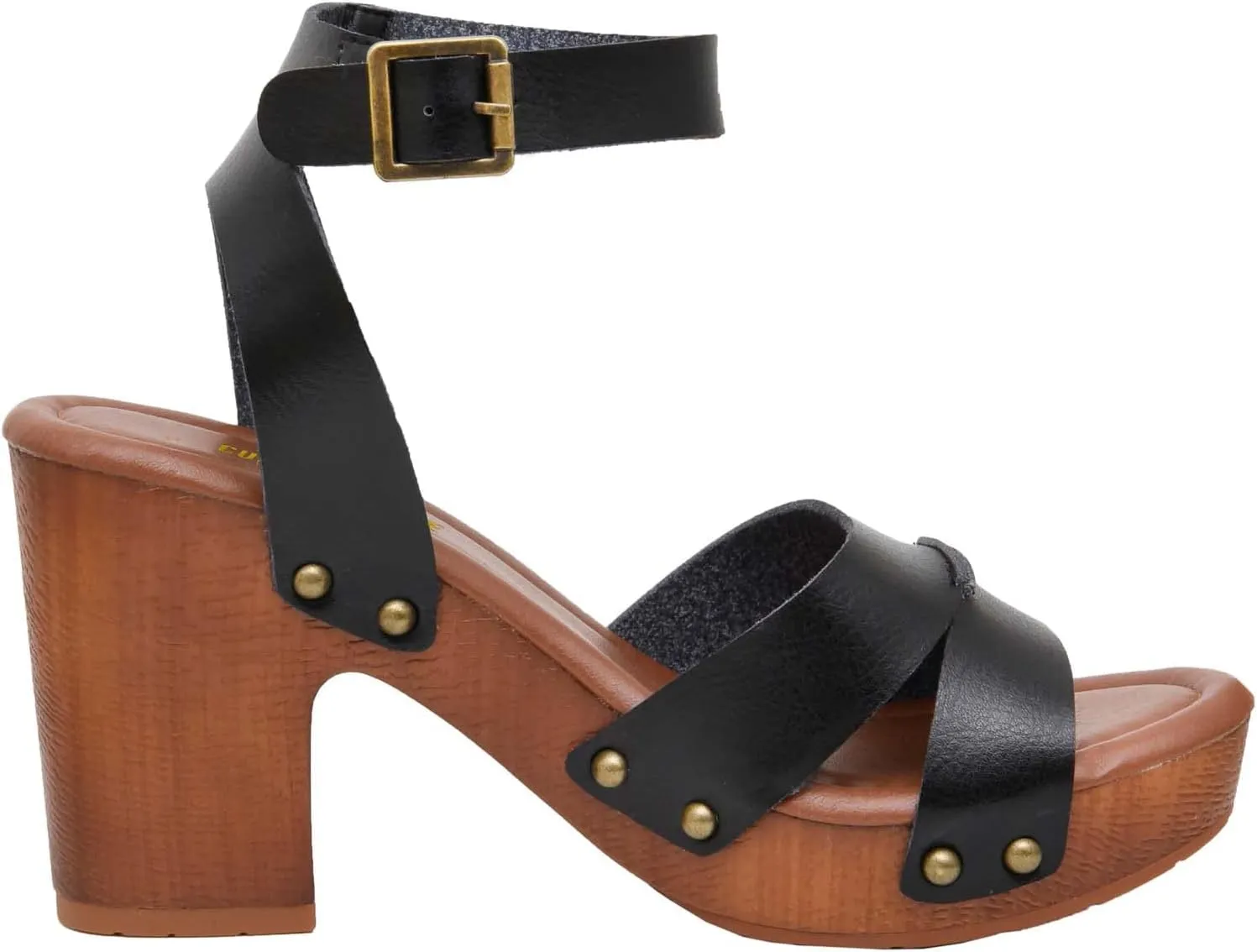 CUSHIONAIRE Women's Sandra Faux Wood Sandal  LiteSole Technology, Wide Widths Available