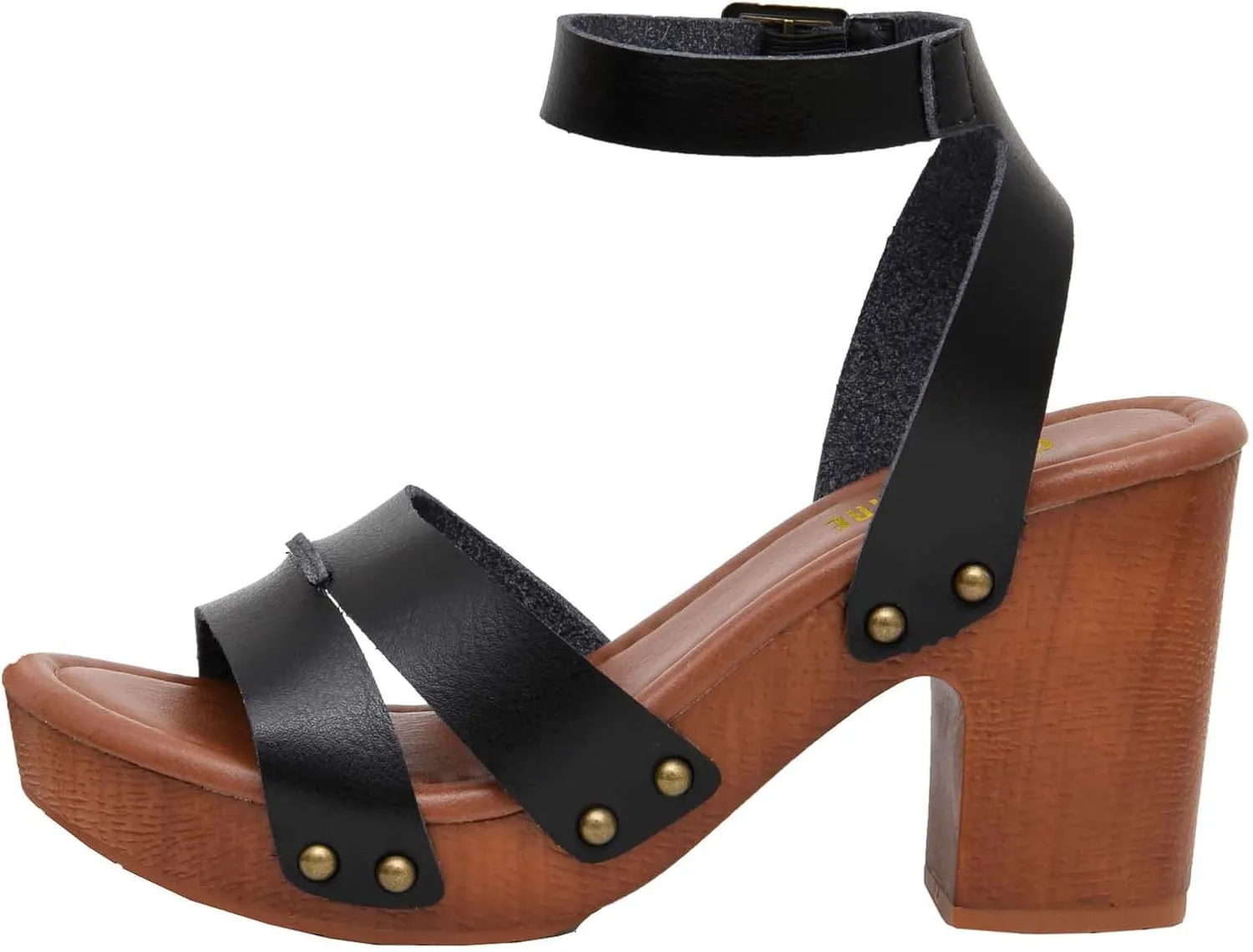 CUSHIONAIRE Women's Sandra Faux Wood Sandal  LiteSole Technology, Wide Widths Available