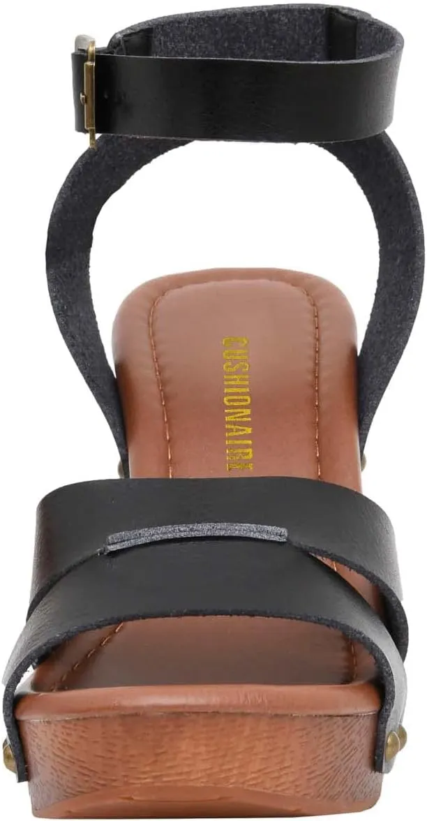 CUSHIONAIRE Women's Sandra Faux Wood Sandal  LiteSole Technology, Wide Widths Available
