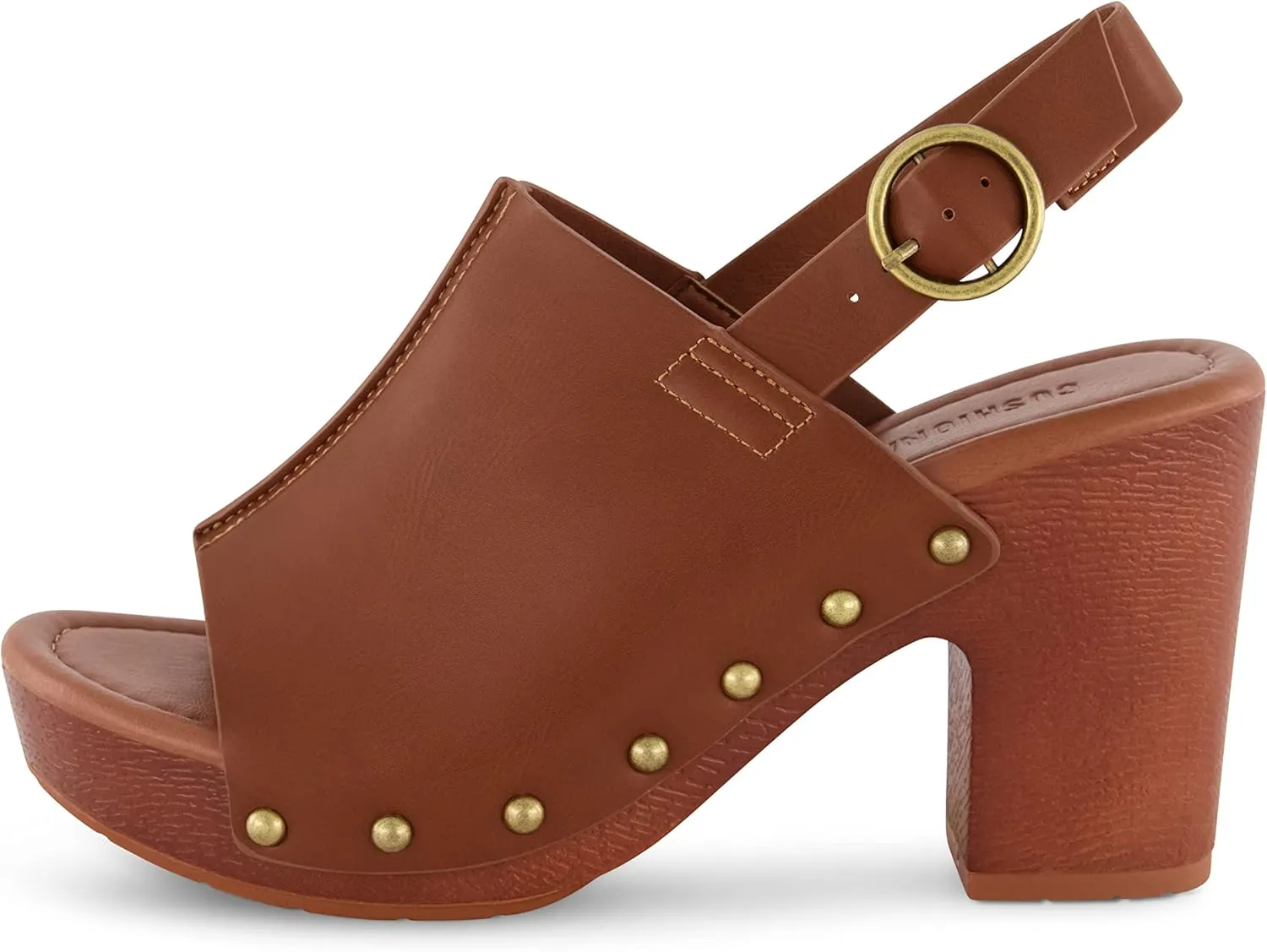 CUSHIONAIRE Women's Sisi Faux Wood Sandal  Comfort Foam & LiteSole Technology, Wide Widths Available