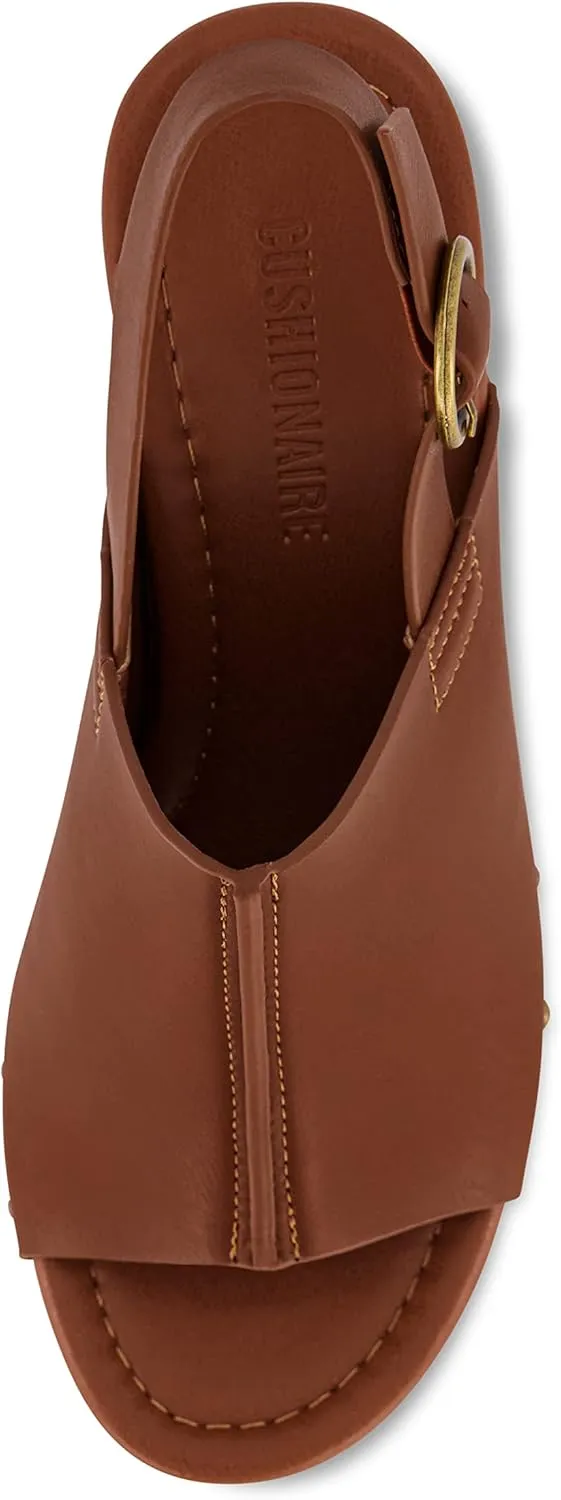 CUSHIONAIRE Women's Sisi Faux Wood Sandal  Comfort Foam & LiteSole Technology, Wide Widths Available
