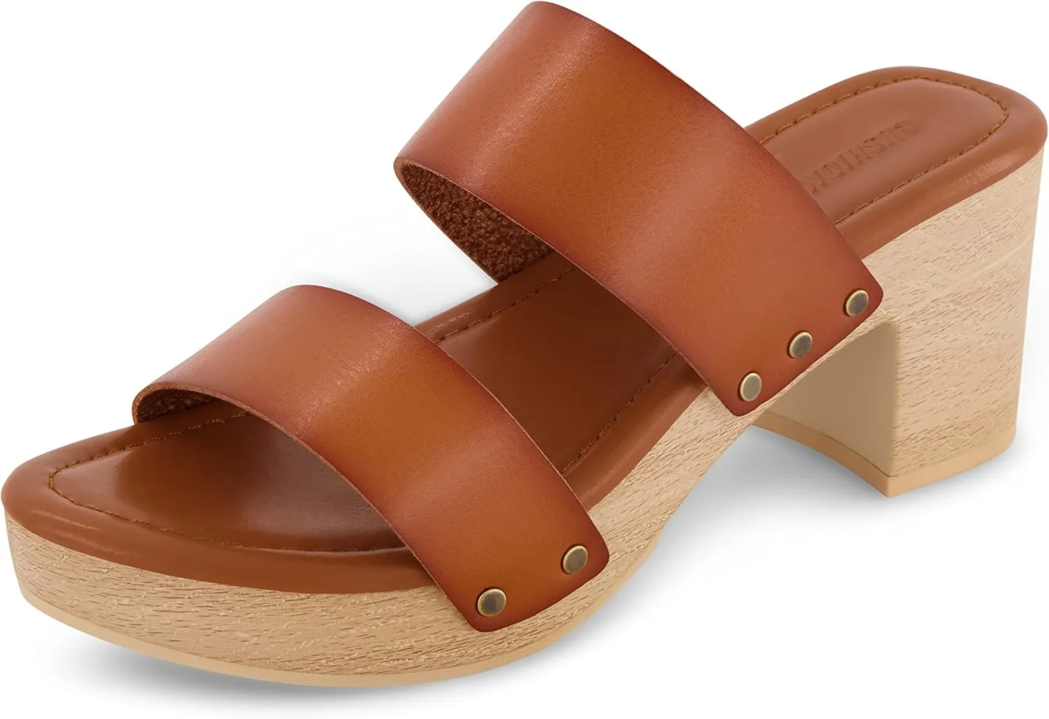 CUSHIONAIRE Women's Sky Faux Wood Sandal  Comfort Foam & LiteSole Technology