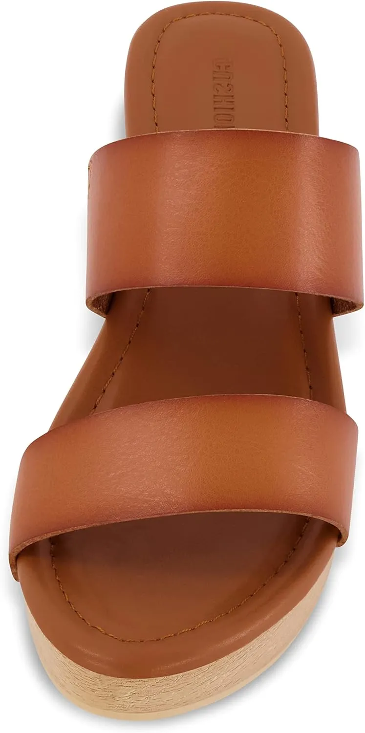 CUSHIONAIRE Women's Sky Faux Wood Sandal  Comfort Foam & LiteSole Technology