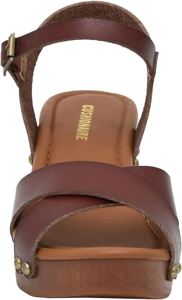 CUSHIONAIRE Women's Slate Faux Wood Sandal  Memory Foam Insole & LiteSole Technology -Wide Widths Available