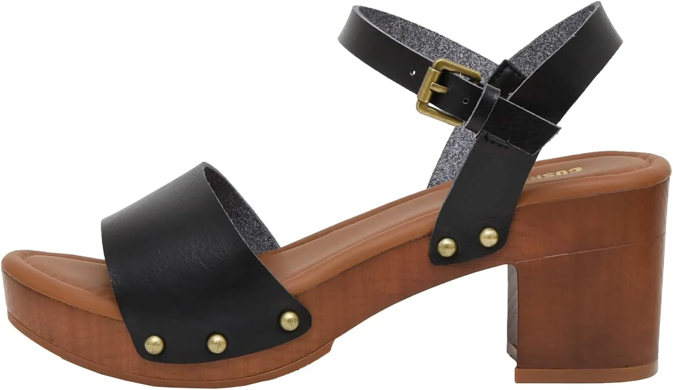 CUSHIONAIRE Women's Sloan Faux Wood Sandal  Memory Foam Insole & LiteSole Technology -Wide Widths Available