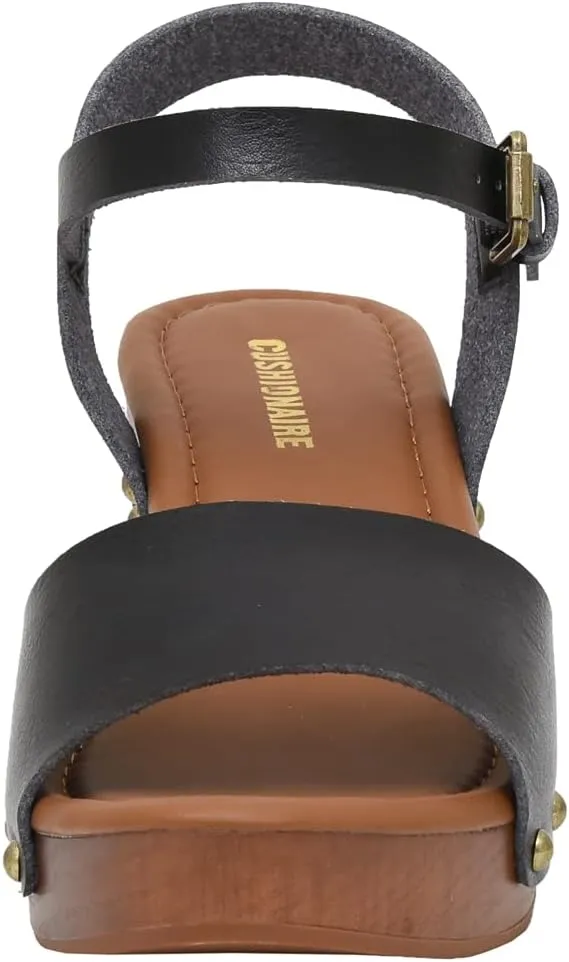 CUSHIONAIRE Women's Sloan Faux Wood Sandal  Memory Foam Insole & LiteSole Technology -Wide Widths Available