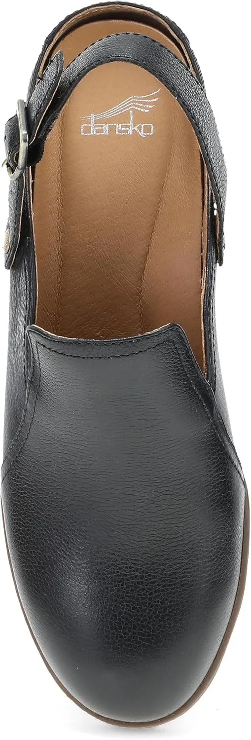 Dansko Sheridan Wedge Mule for Women - Durable Waterproof Leathers and Leather-Stacked Heel - Swivel Heel Strap with Buckle Detail to Ensure
