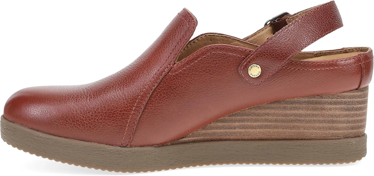Dansko Sheridan Wedge Mule for Women - Durable Waterproof Leathers and Leather-Stacked Heel - Swivel Heel Strap with Buckle Detail to Ensure