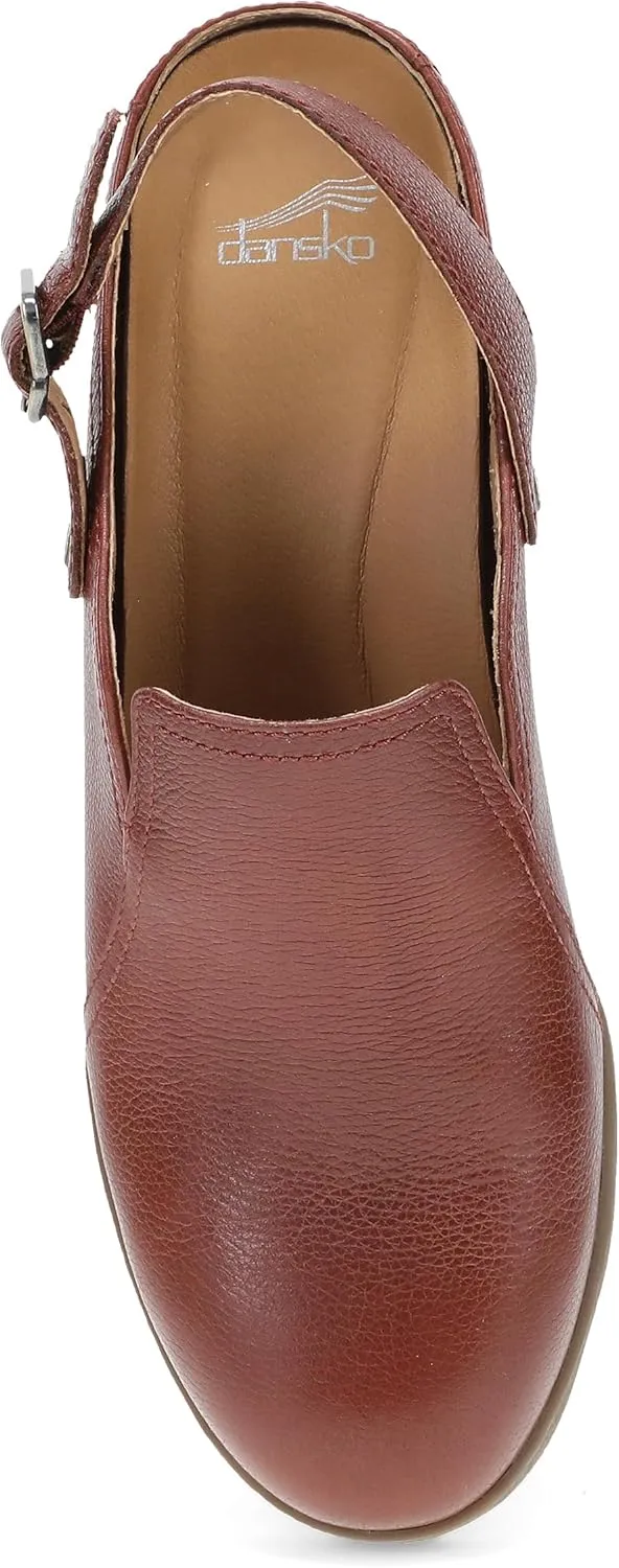 Dansko Sheridan Wedge Mule for Women - Durable Waterproof Leathers and Leather-Stacked Heel - Swivel Heel Strap with Buckle Detail to Ensure
