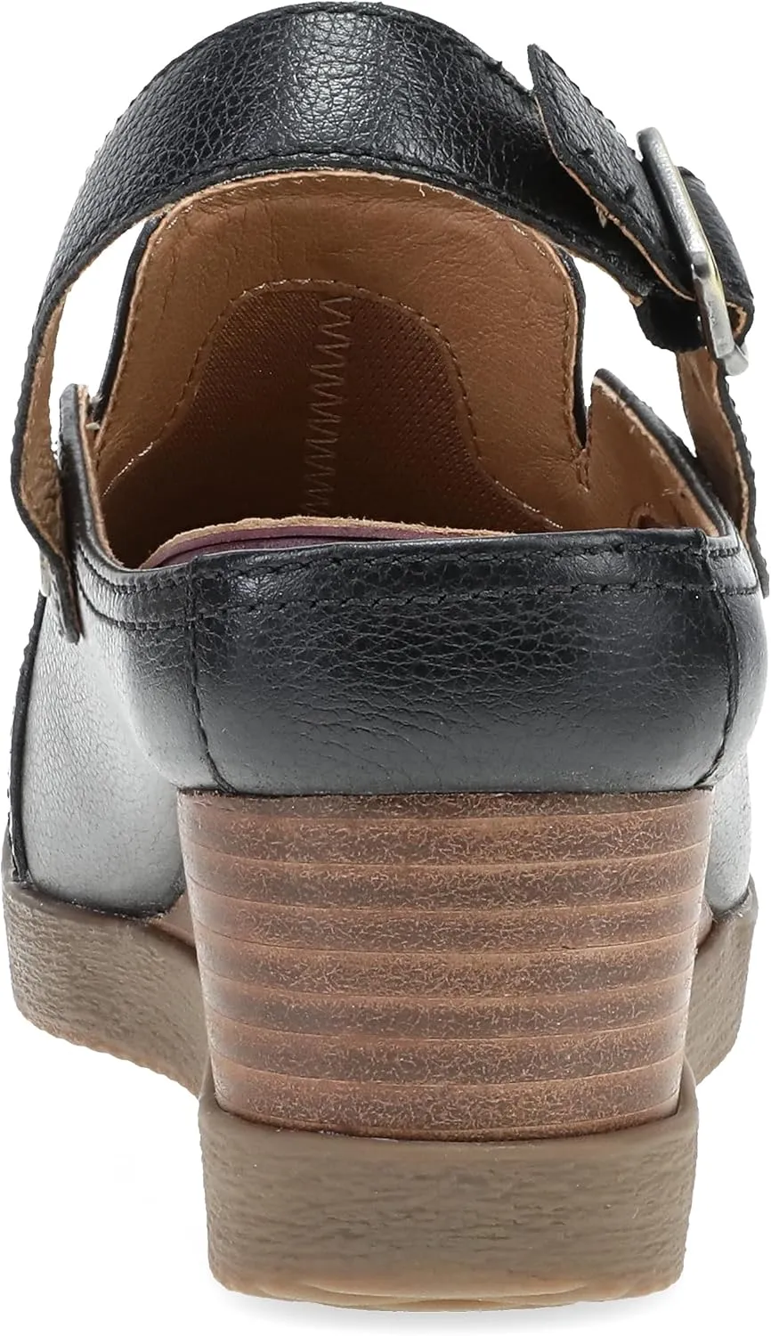 Dansko Sheridan Wedge Mule for Women - Durable Waterproof Leathers and Leather-Stacked Heel - Swivel Heel Strap with Buckle Detail to Ensure