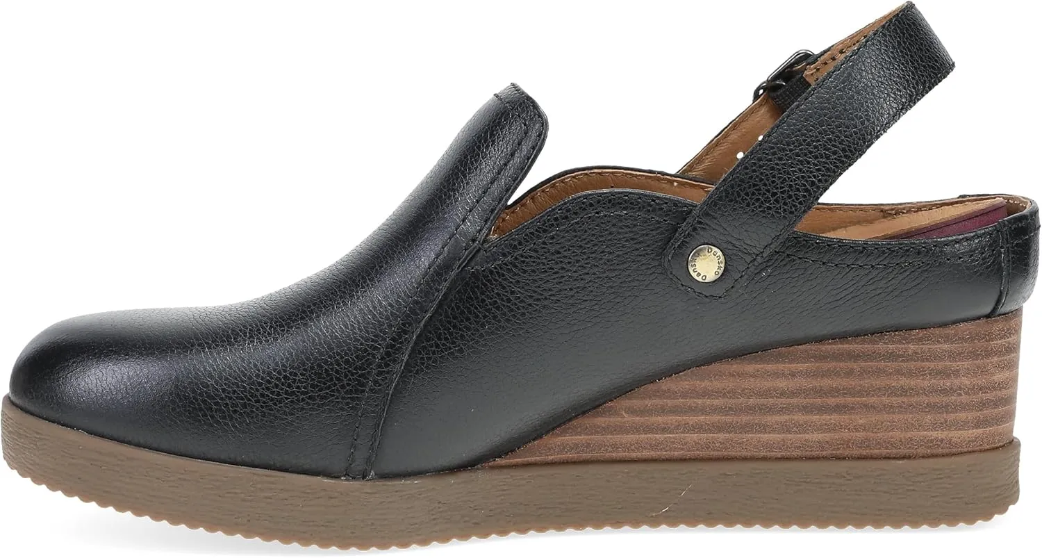 Dansko Sheridan Wedge Mule for Women - Durable Waterproof Leathers and Leather-Stacked Heel - Swivel Heel Strap with Buckle Detail to Ensure