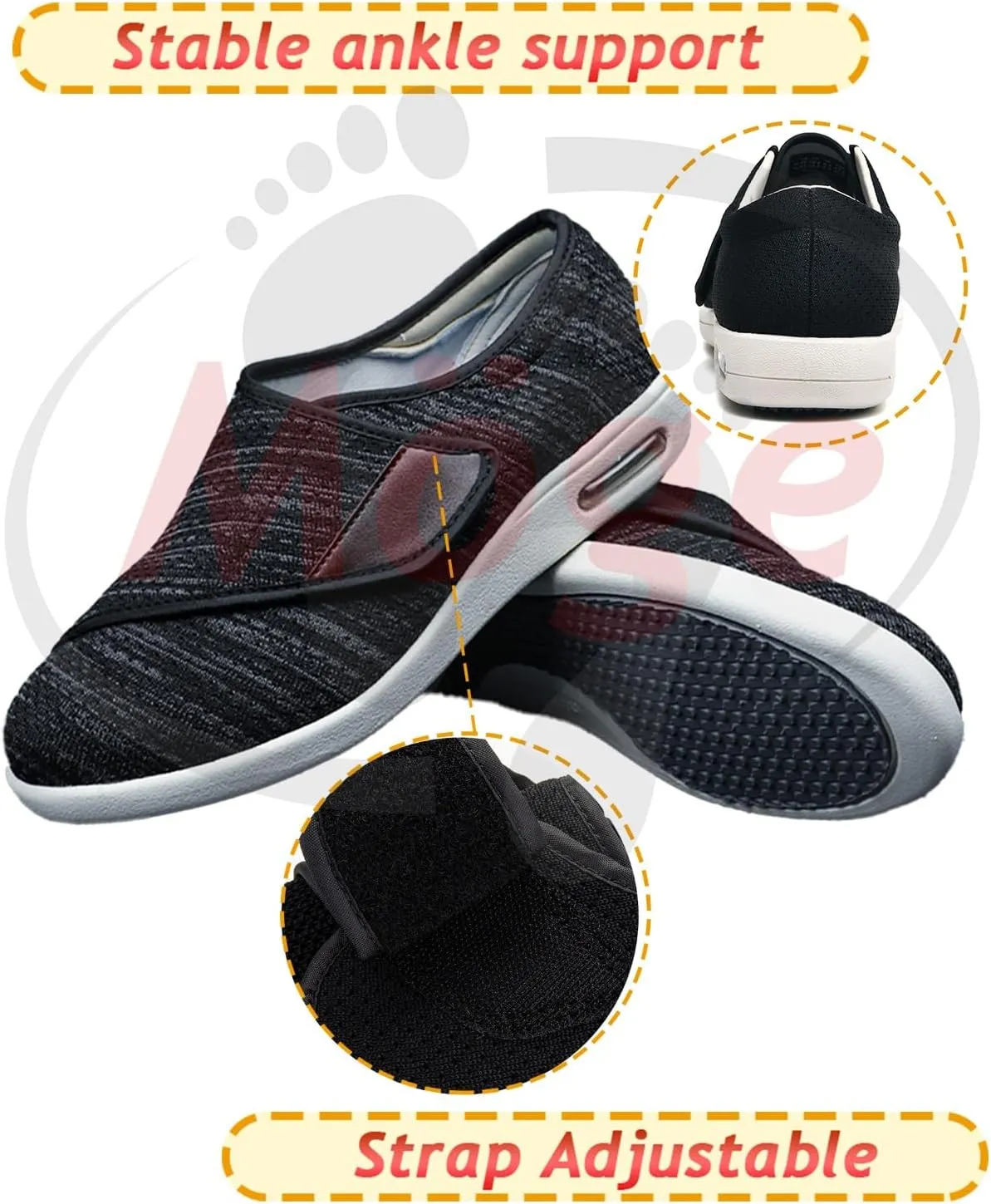 Diabetic Shoes for Men Extra Wide Width, Swollen Feet Shoes for Neuropathy Walking Shoes for Diabetics Pain Relief Lightweight Loafer Slip On Boat Wide Fit Trainers Men