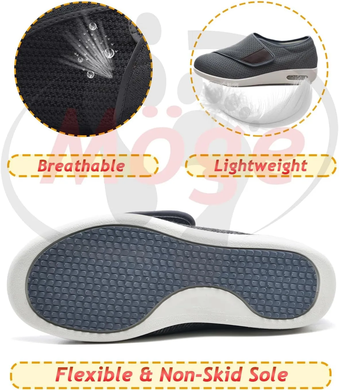 Diabetic Shoes for Men Extra Wide Width, Swollen Feet Shoes for Neuropathy Walking Shoes for Diabetics Pain Relief Lightweight Loafer Slip On Boat Wide Fit Trainers Men