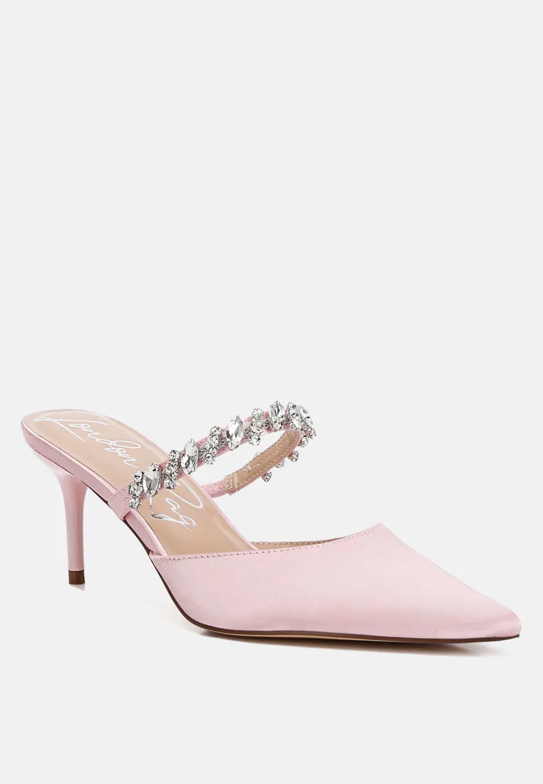 Diamante Stiletto Mules Sandal By Ruw