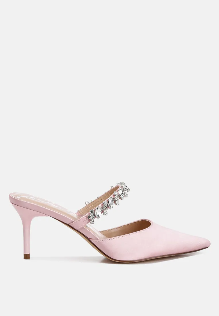 Diamante Stiletto Mules Sandal By Ruw