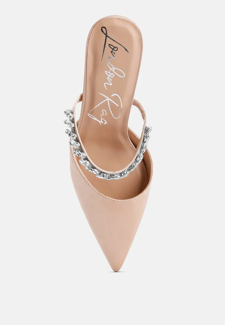 Diamante Stiletto Mules Sandal By Ruw