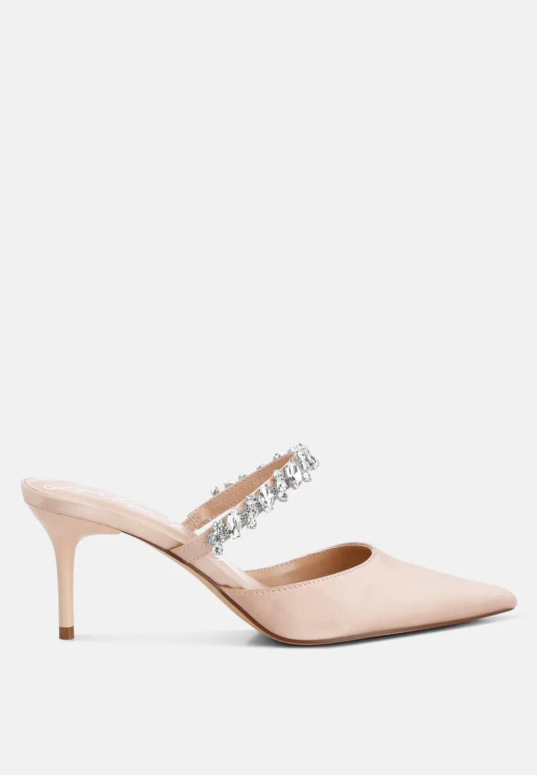 Diamante Stiletto Mules Sandal By Ruw