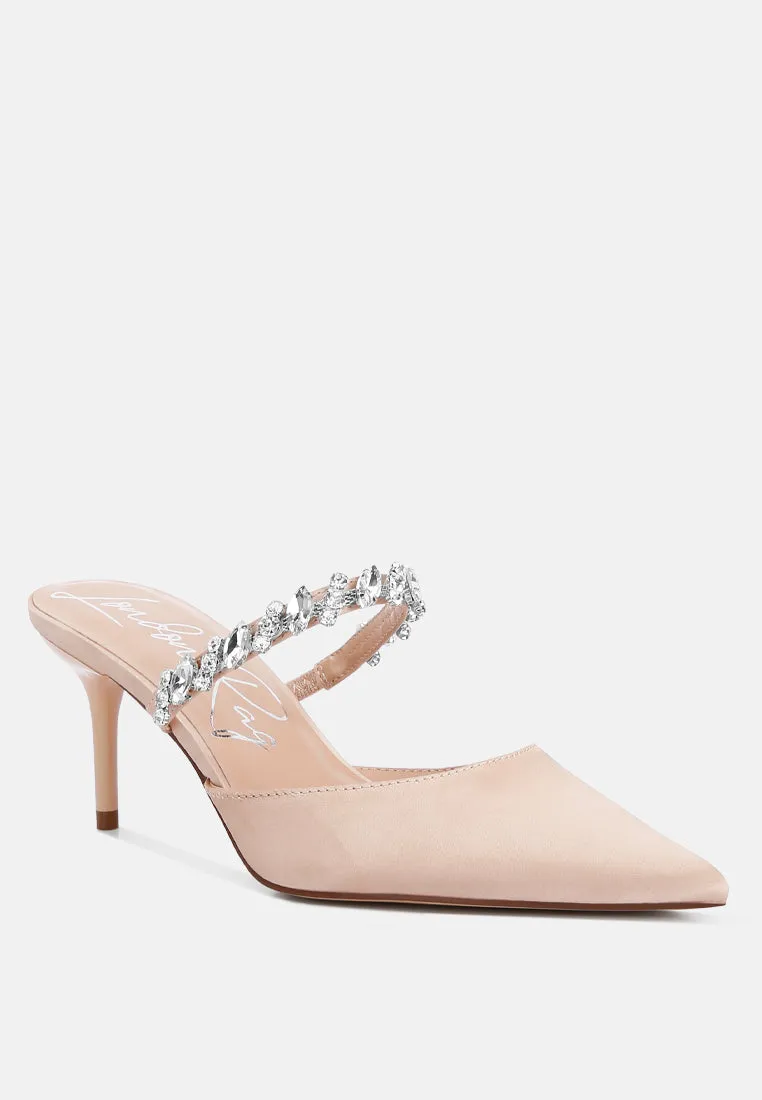 Diamante Stiletto Mules Sandal By Ruw