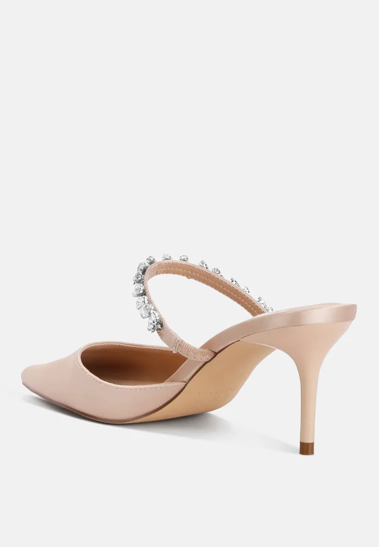 Diamante Stiletto Mules Sandal By Ruw