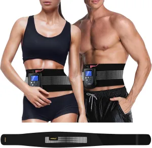 DOMAS Ab Belt Abdominal Muscle Toner- Abs Stimulator with 6 Modes Electronic Abs Stimulating Belt EMS Muscle Toning Belt for Men Women Training Device for Muscles Stomach Workout Massager