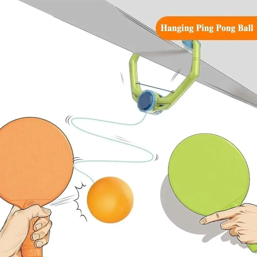 Door Pong Ball Game, 2025 Hanging Table Tennis Trainer Portable Set with Racket and Balls, Adjustable Hanging Table Tennis Trainer,Portable Table Tennis Exerciser for Kids.
