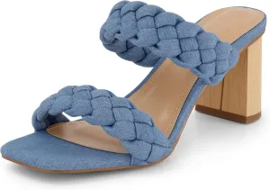 Dunes   CUSHIONAIRE Technology Women's Iris braided Heel Sandal  Memory Foam and Wide Widths Available