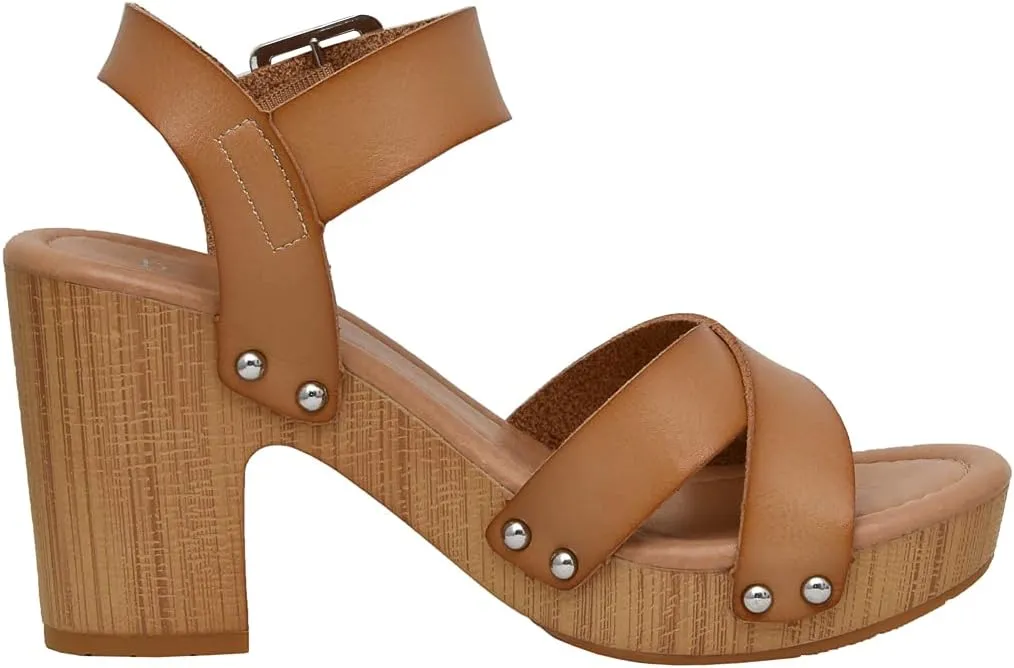 Dunes Women's Sayer Faux Wood Sandal  Comfort Foam & LiteSole Technology
