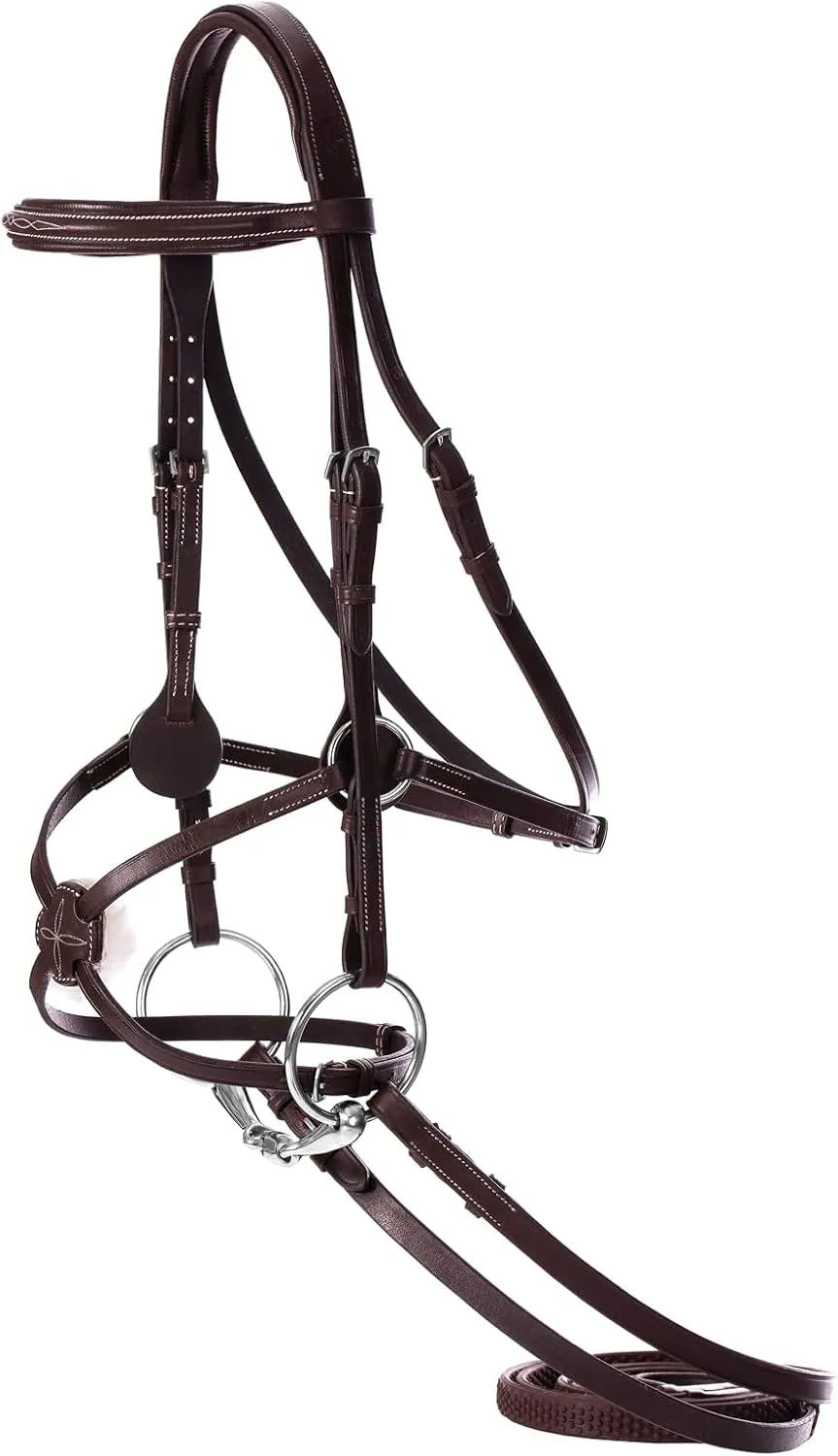 Equinavia Saga Adjustable Padded Fancy Stitched Figure 8 Bridle with Reins