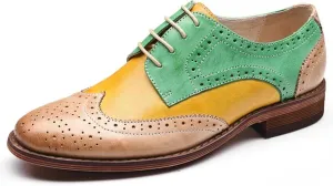 ErikenUrben Women Multicolor Perforated Flat Oxfords Vintage Lace up Wingtip Shoes