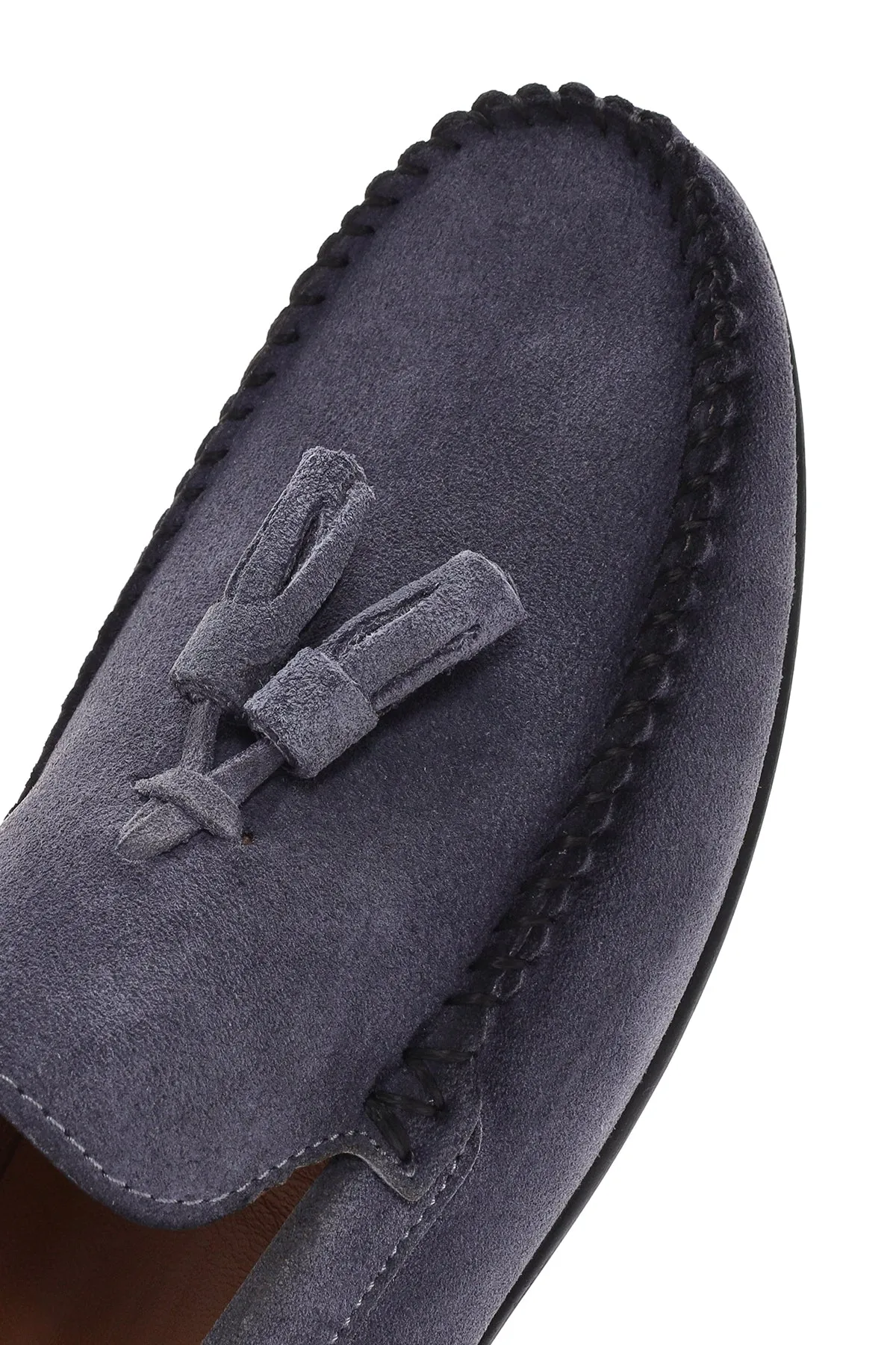 Erkek Mavi Püsküllü Süet Deri Loafer