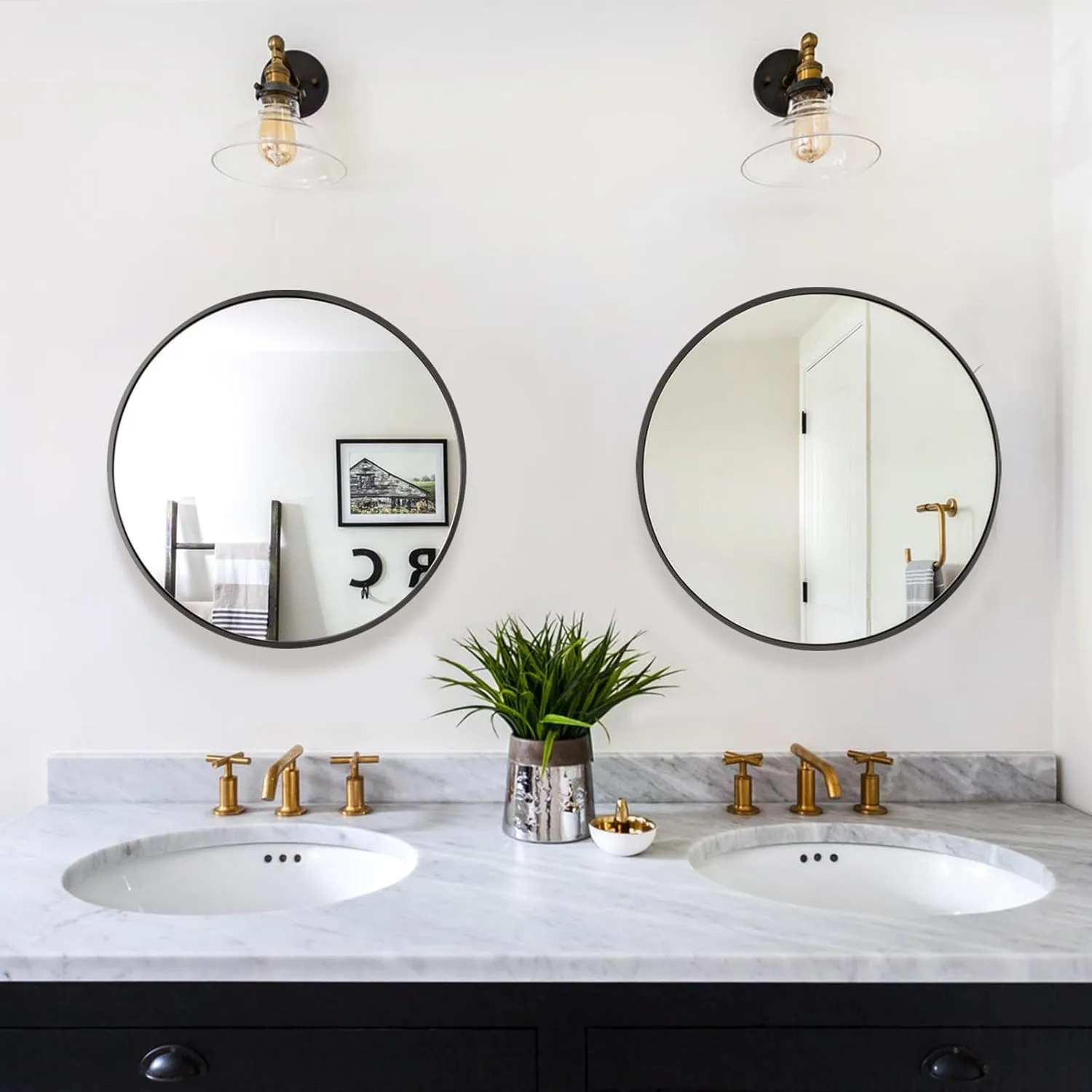 Fabuday Black Circle Mirror for Wall 20 inch - Round Mirrors for Bathroom, Entryway, Living Room, Hallway, Bedroom Decor, Small Matte Framed