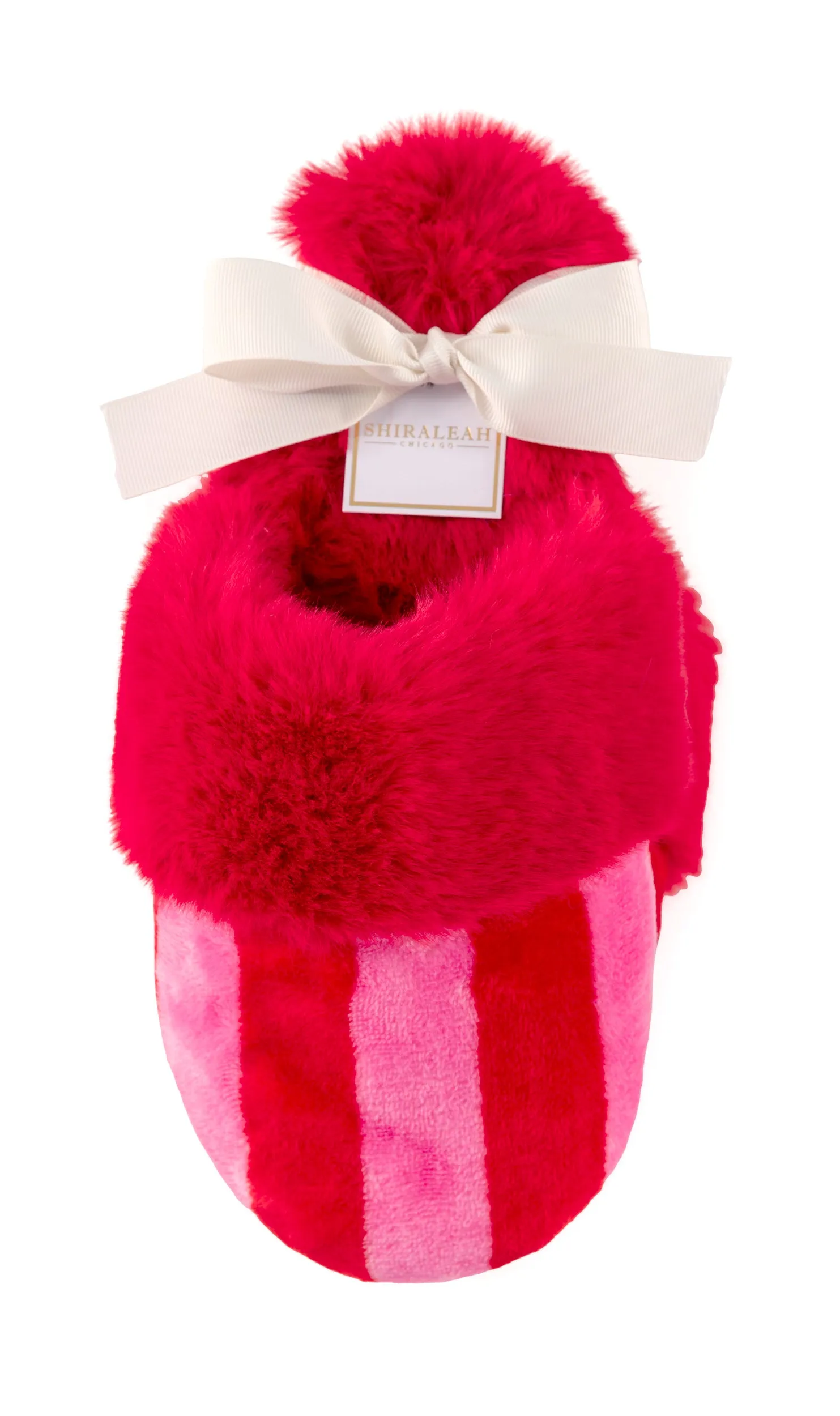 FELICITY STRIPE SLIPPERS in Red   Pink