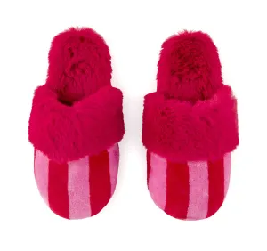 FELICITY STRIPE SLIPPERS in Red   Pink