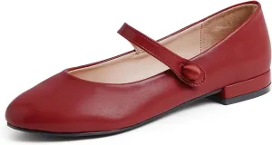 FEVERSOLE Women's Mary Jane Fashion Round Toe Low Heel Slip On Flats